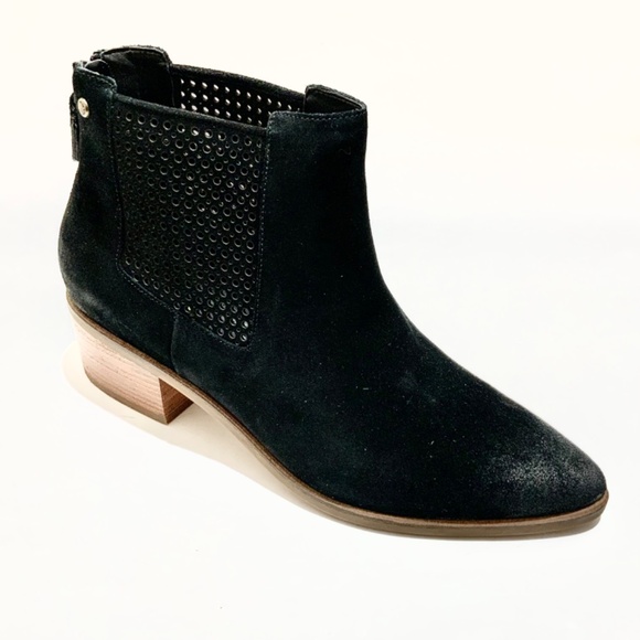 Cole Haan Val Black Suede Booties Pointed Toe Block Heel Women’s Ankle Boots 7 - Picture 2 of 9